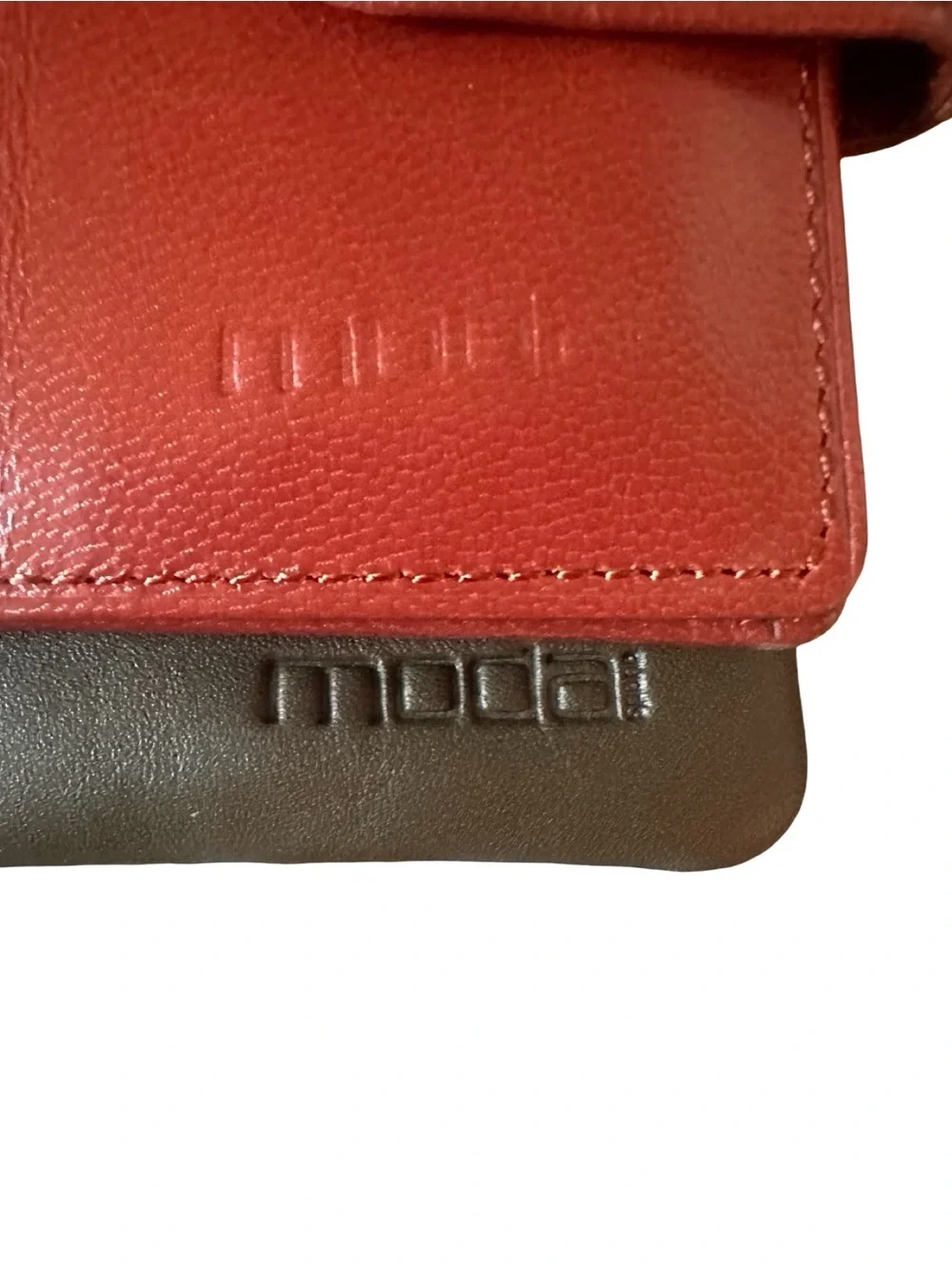 Moda Two-Piece Leather Wallet Set in Brown and Rust